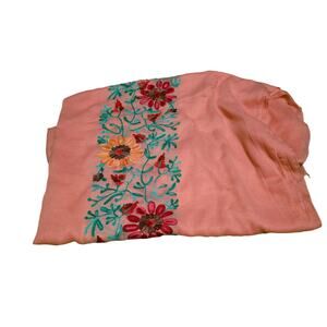 Bon Voyage floral embroidered pink shawl NWT